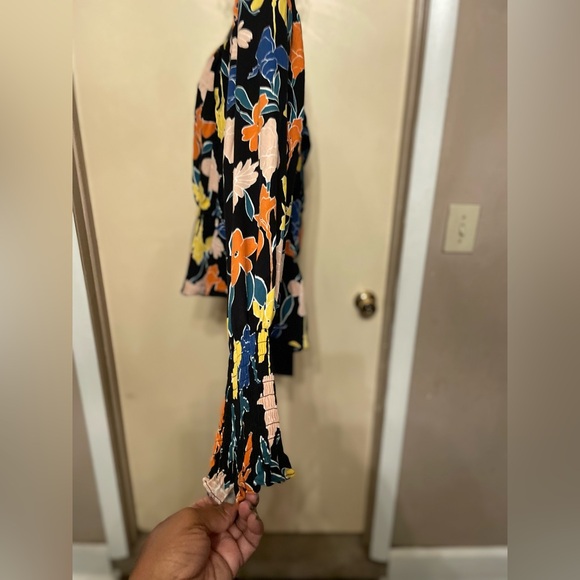 Eloquii Elements Sz 18/20 multicolor floral top ruched waist 100% rayon - Picture 4 of 7